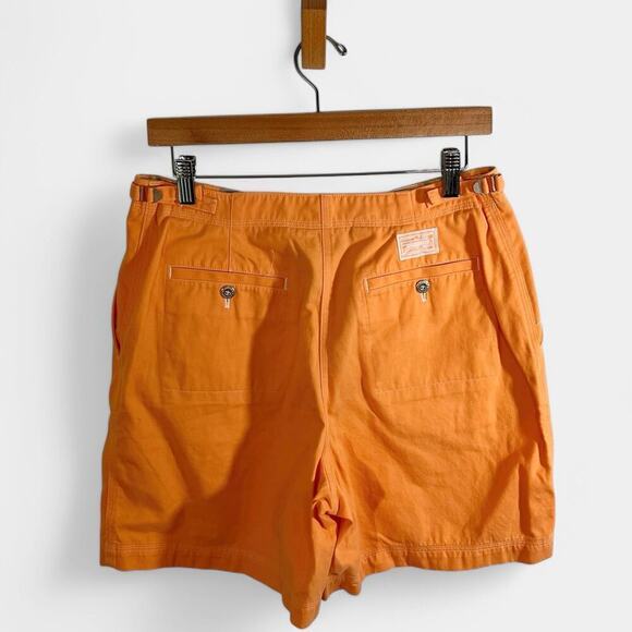 Lauren Ralph Lauren Chino Shorts Orange Mid Rise Zip Front Size 10 - Picture 3 of 6